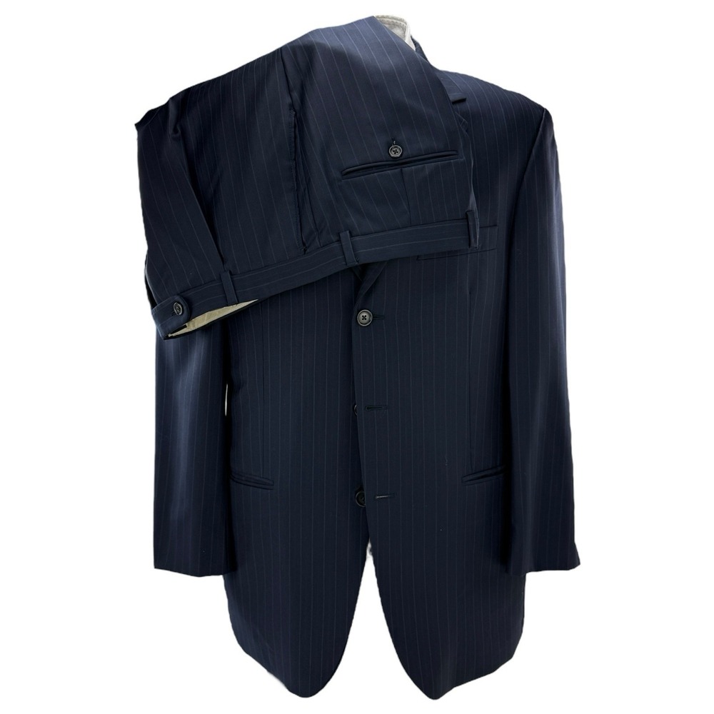 Freeds Windsor Blue Stripe Loro Piana Wool Suit Men's 42R 34x28 Super 120's 2 Pc